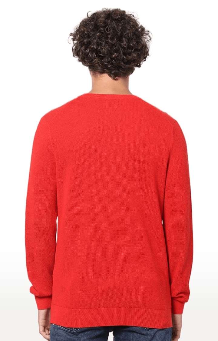 Men's Red Solid Sweaters