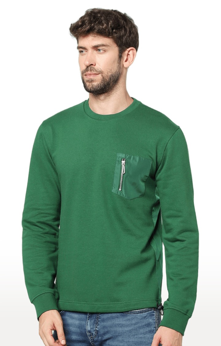 Men's Green Solid Sweatshirts