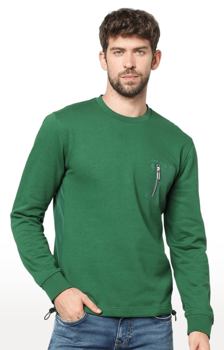 Men's Green Solid Sweatshirts