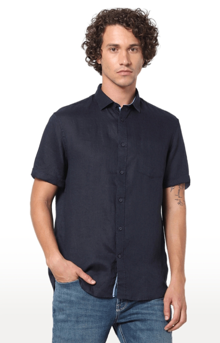 celio | Men's Blue Solid Casual Shirts