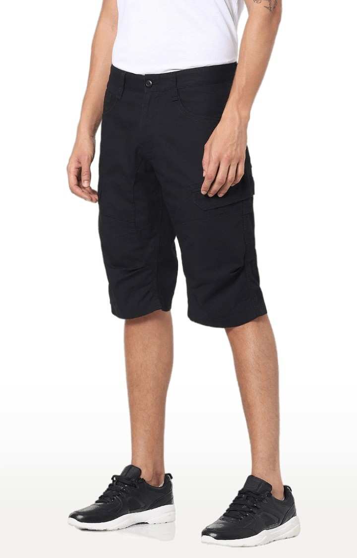Men's Blue Cotton Solid Shorts