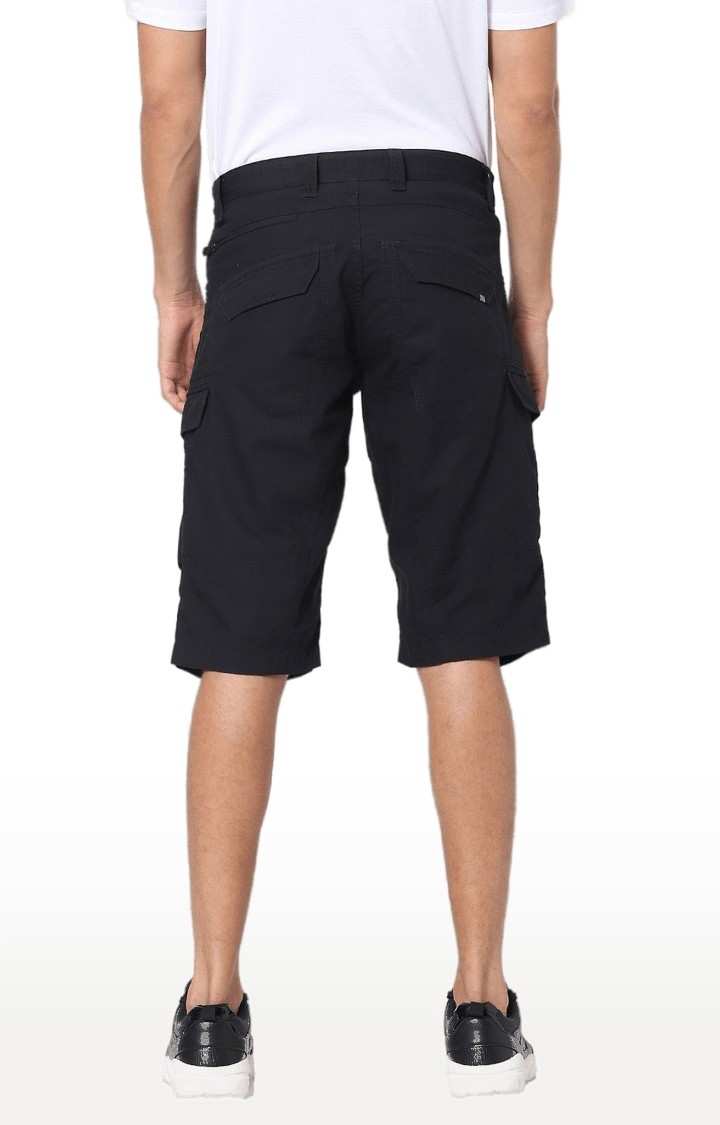 Men's Blue Cotton Solid Shorts
