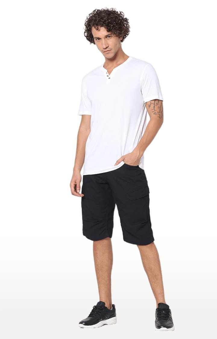 Men's Blue Cotton Solid Shorts