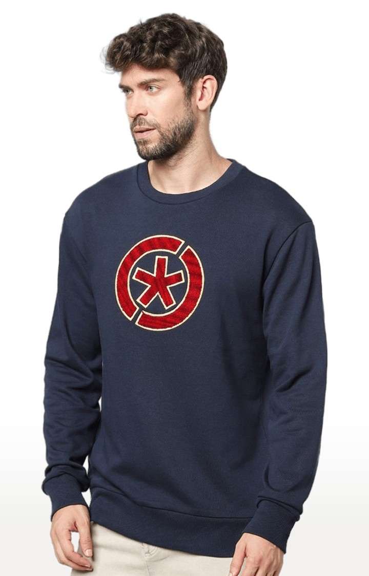 Men's Blue Embroidered Sweatshirts