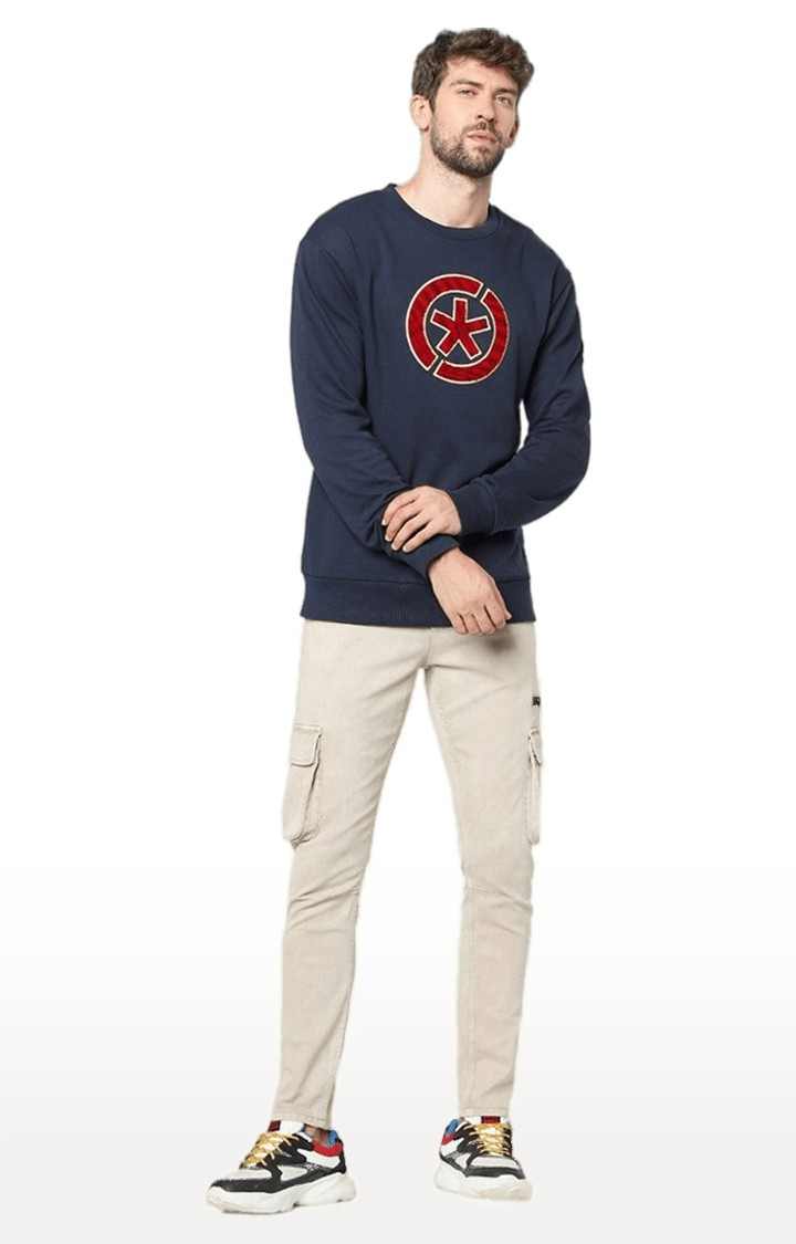 Men's Blue Embroidered Sweatshirts