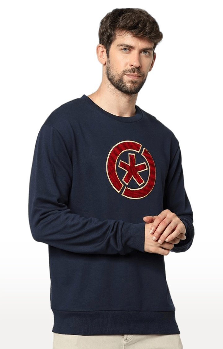 Men's Blue Embroidered Sweatshirts