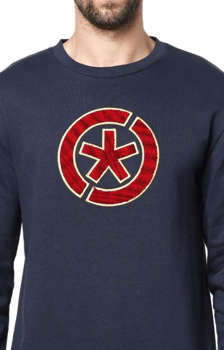 Men's Blue Embroidered Sweatshirts