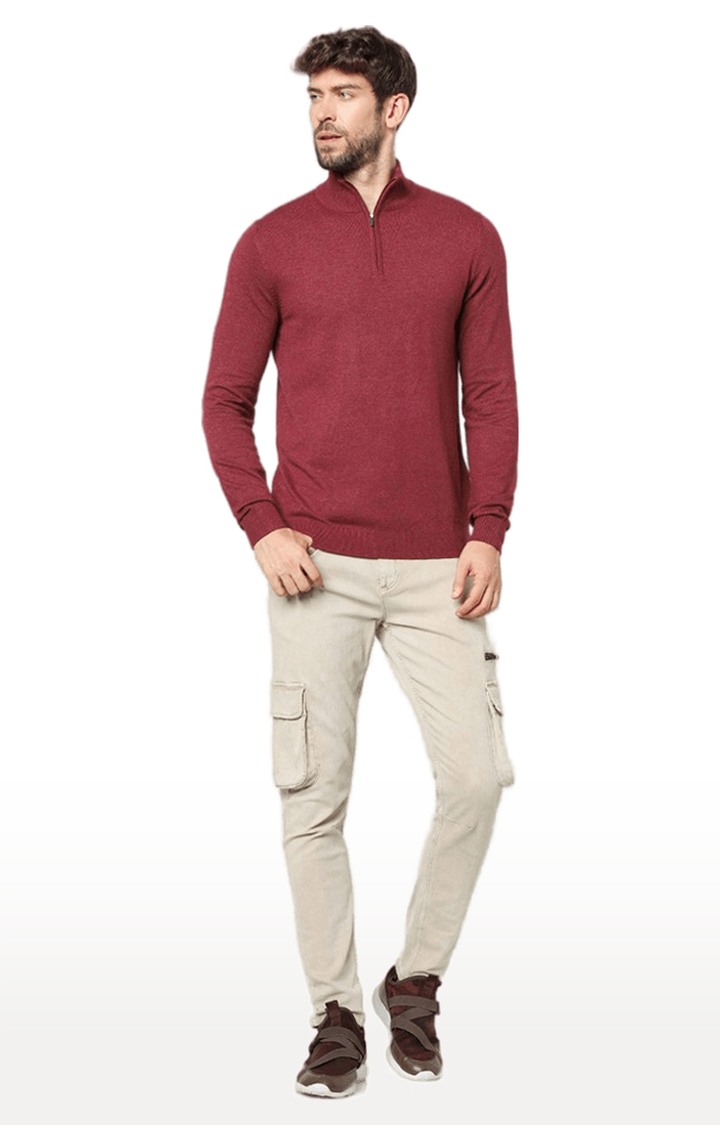 celio | Men's Red Solid Sweaters 1