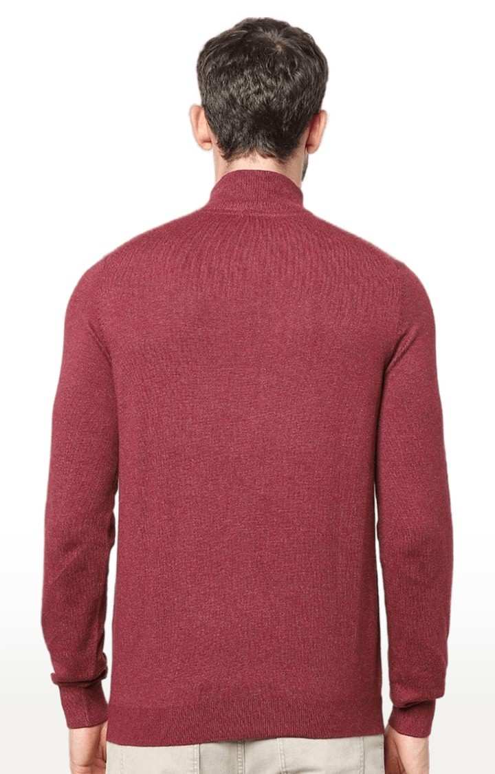 Men's Red Solid Sweaters