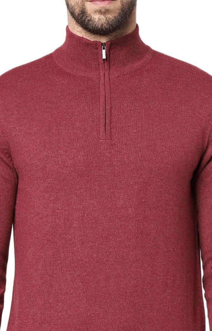 celio | Men's Red Solid Sweaters 4