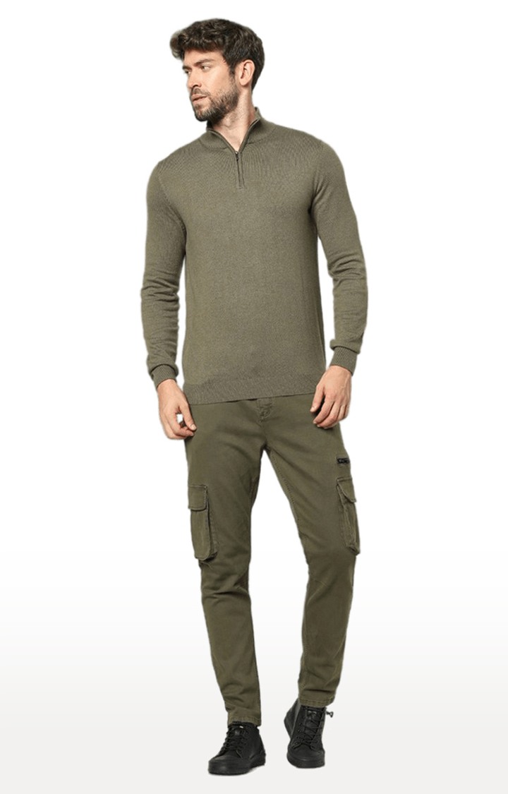 celio | Men's Green Solid Sweaters 1