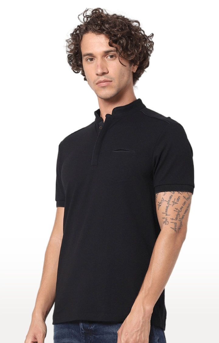 Men's Black Solid Regular T-Shirts