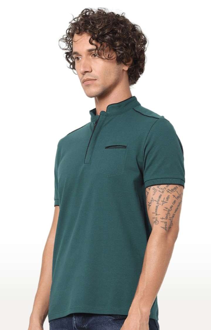 Men's Green Solid Regular T-Shirts