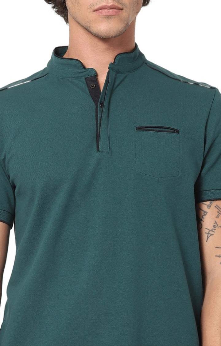 Men's Green Solid Regular T-Shirts