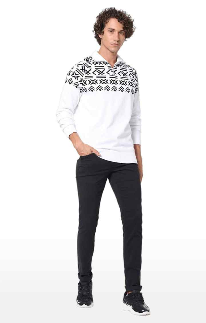 Men's White Printed Sweaters
