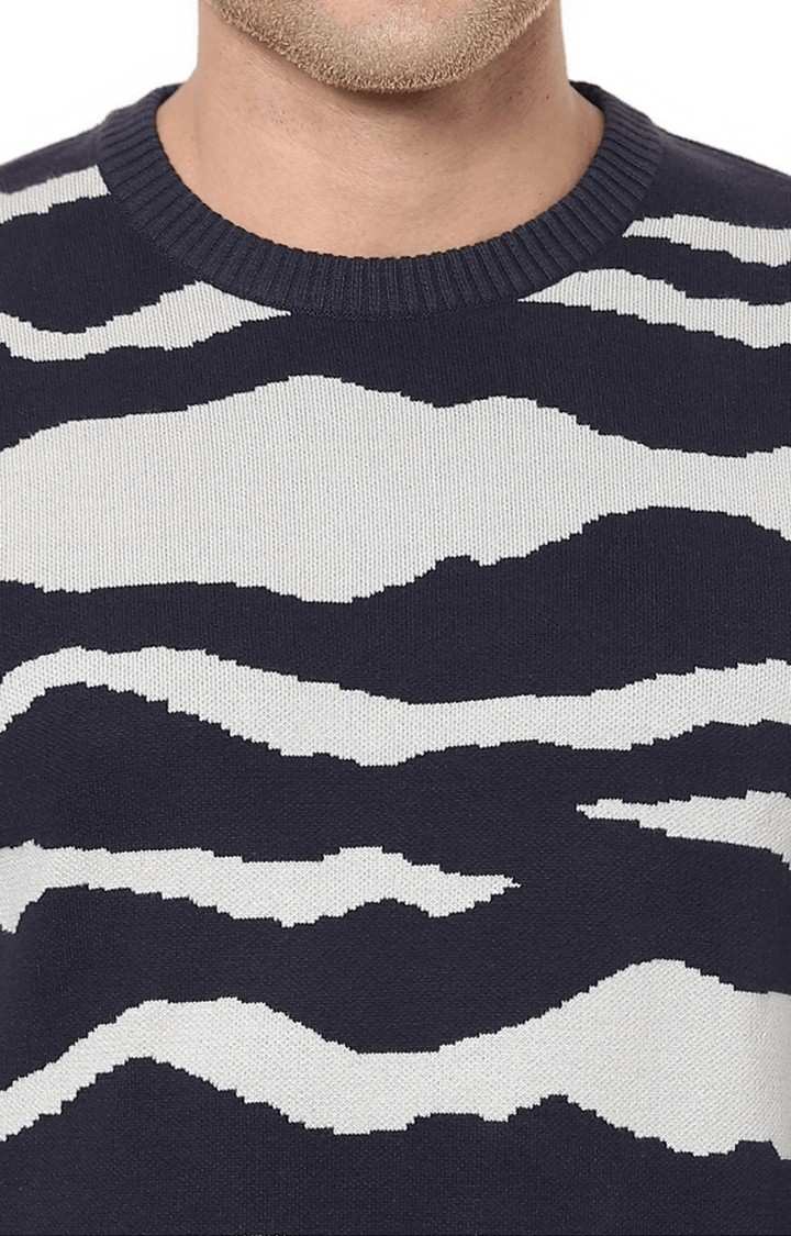 Men's Blue Printed Sweaters