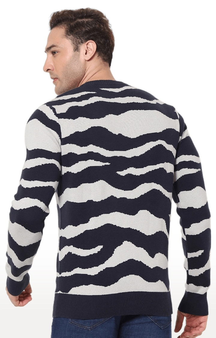 Men's Blue Printed Sweaters