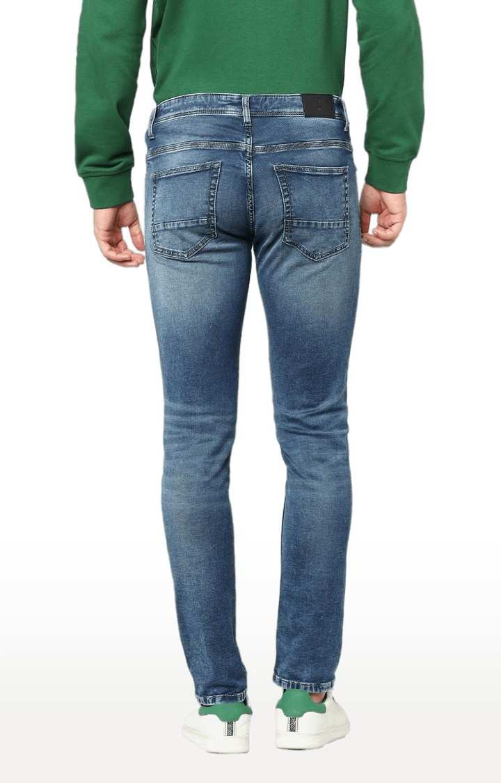 Men's Blue Cotton Solid Slim Jeans