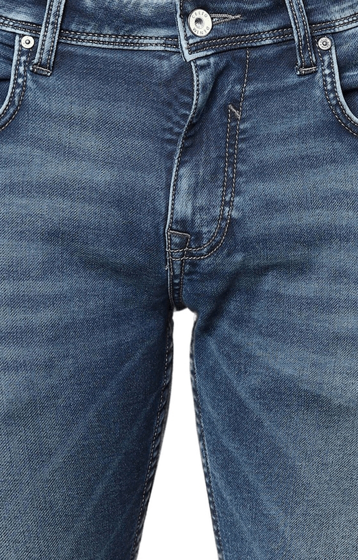 celio | Men's Blue Cotton Solid Slim Jeans 5