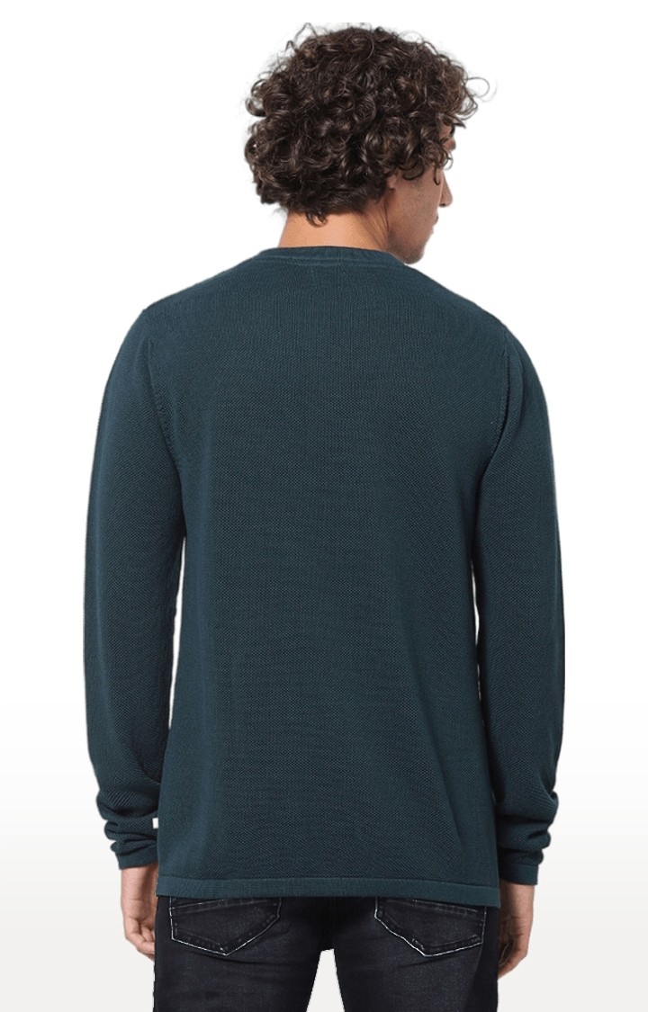 Men's Green Solid Sweaters
