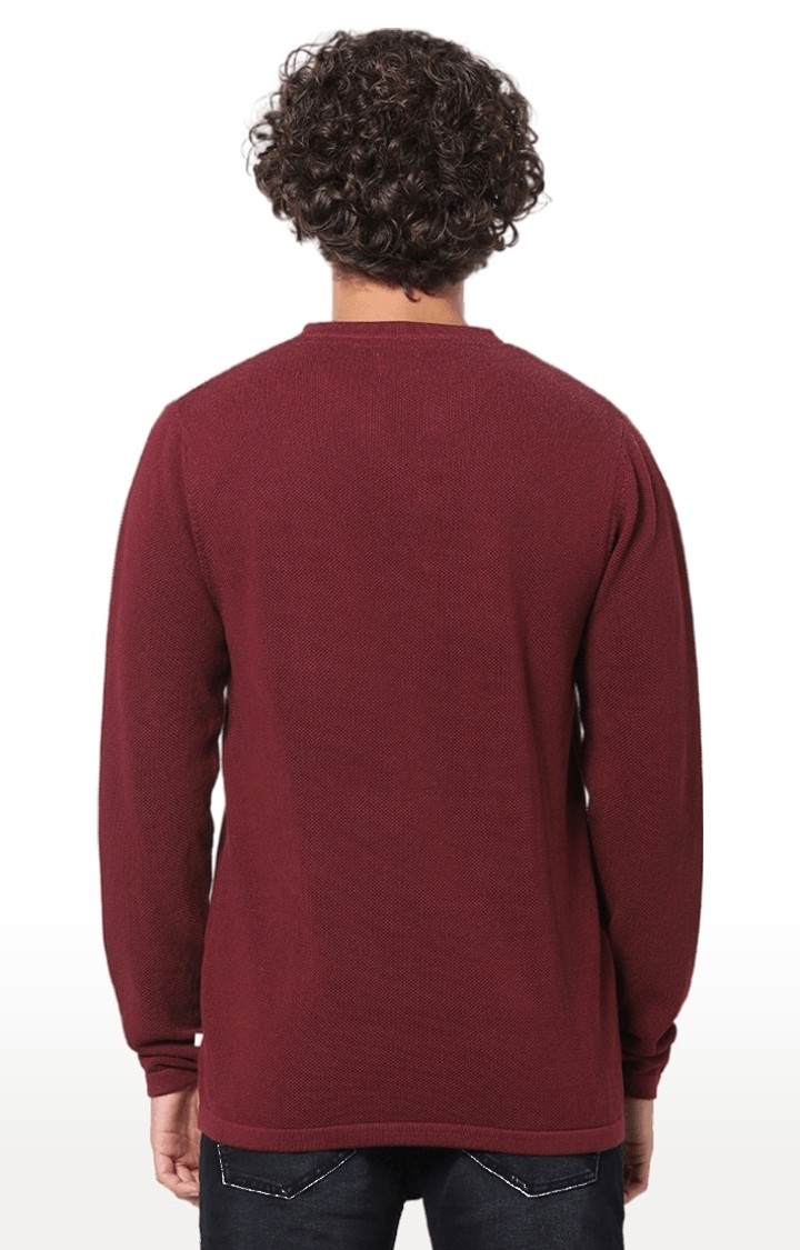 Men's Red Solid Sweaters