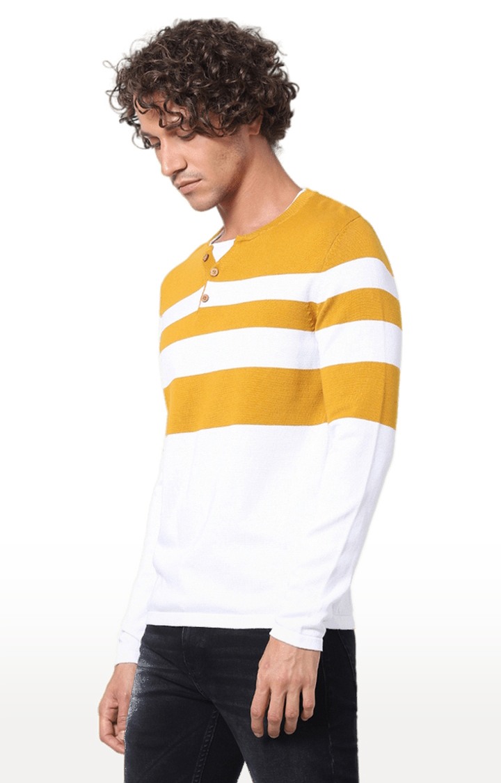 celio | Men's Yellow Striped Sweaters 2