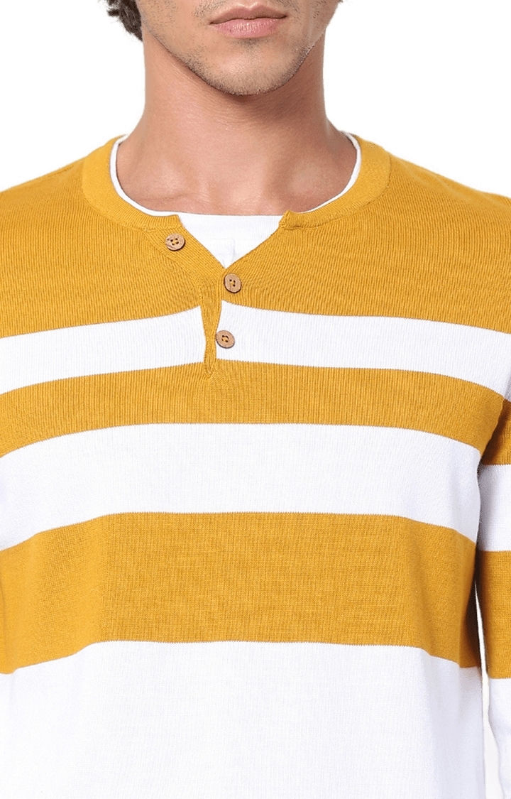 celio | Men's Yellow Striped Sweaters 4