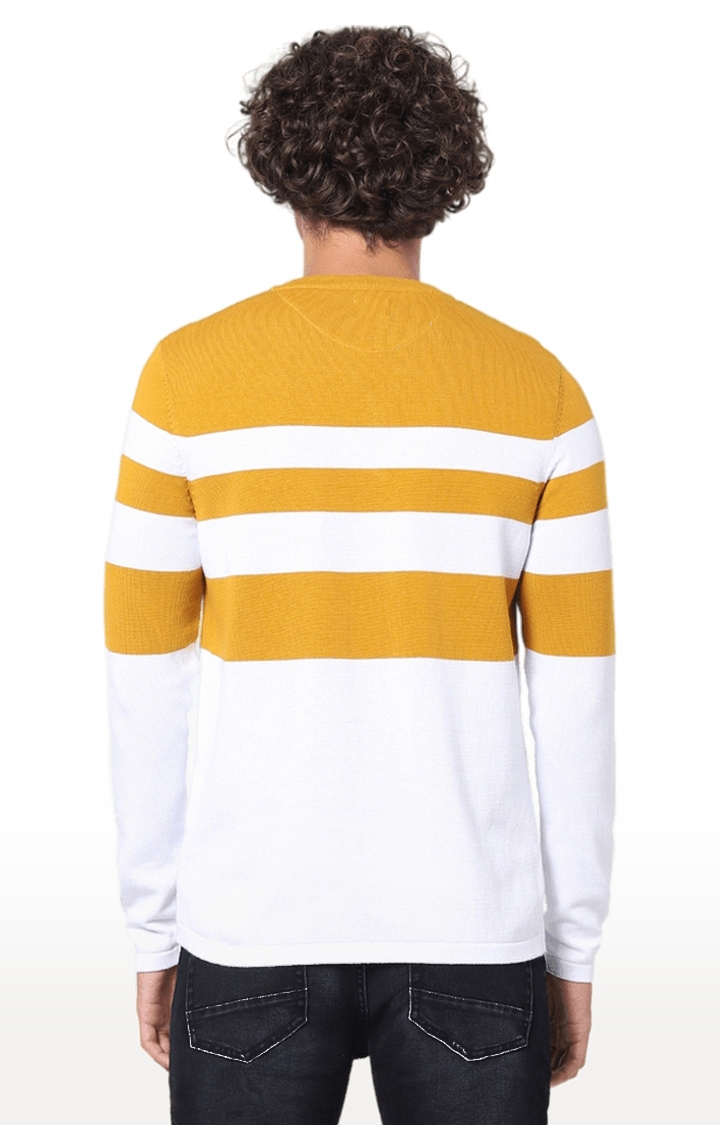celio | Men's Yellow Striped Sweaters 3