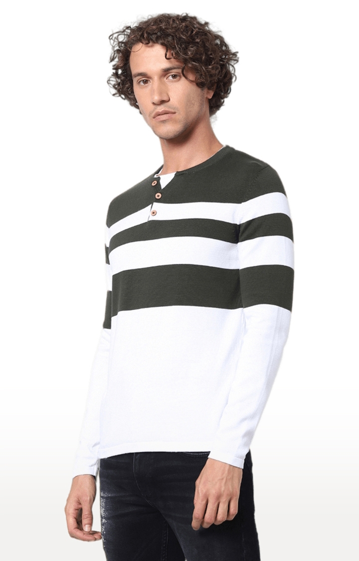 Men's Green Striped Sweaters