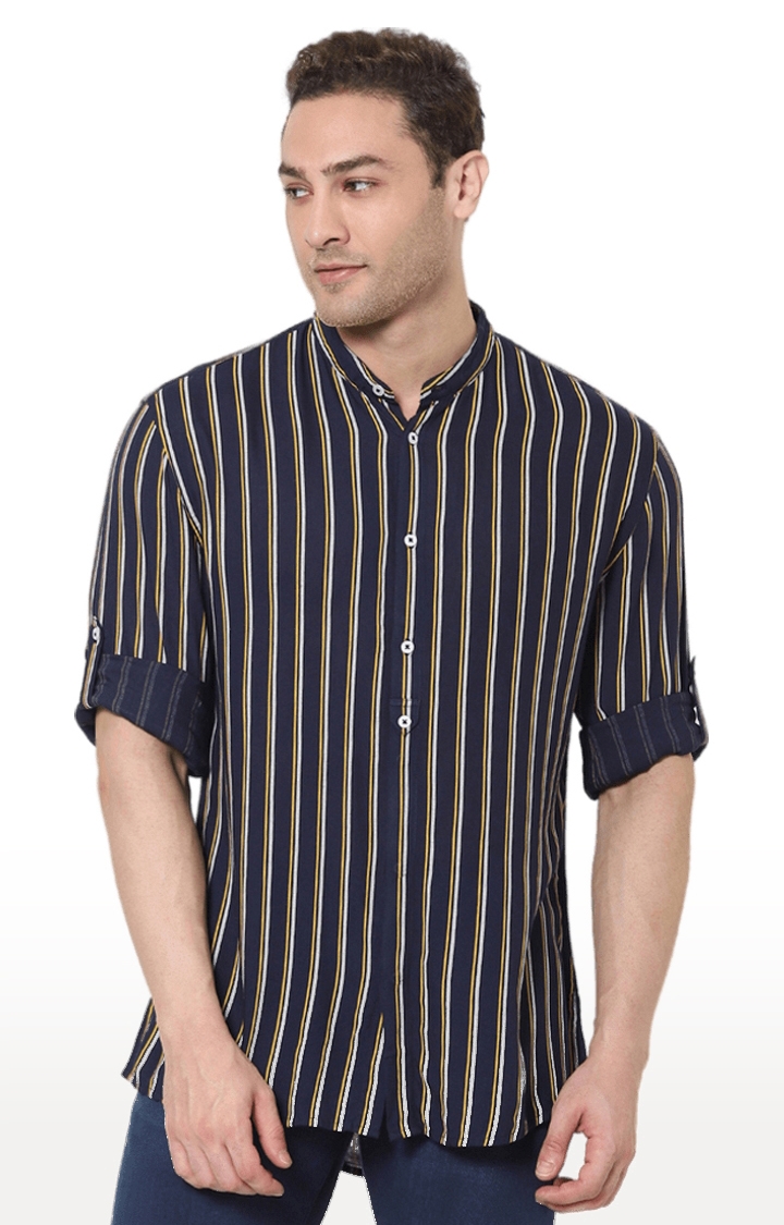Men's Blue Striped Casual Shirts