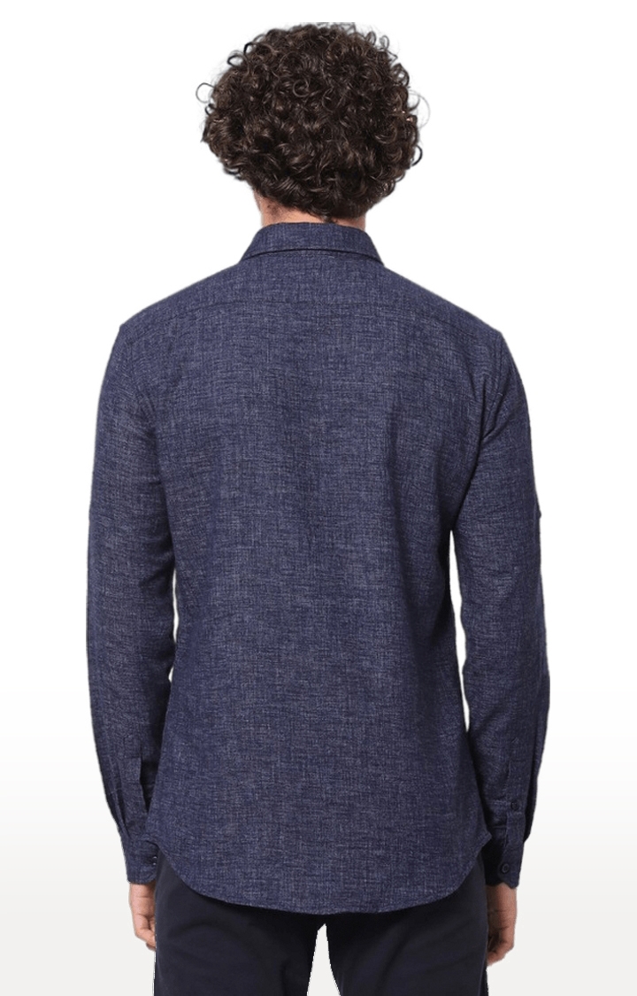celio | Men's Blue Textured Casual Shirts 3