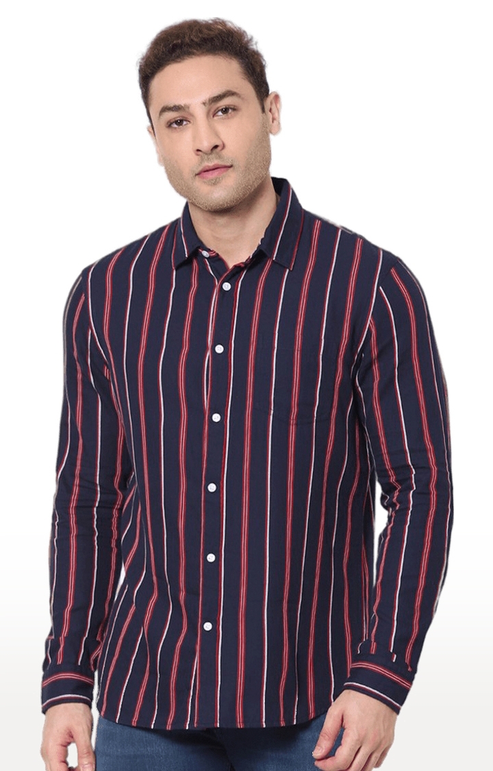 celio | Men's Blue Striped Casual Shirts