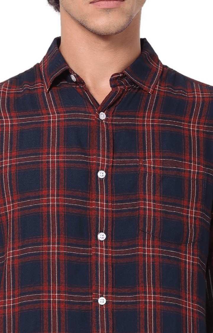 Men's Red Checked Casual Shirts