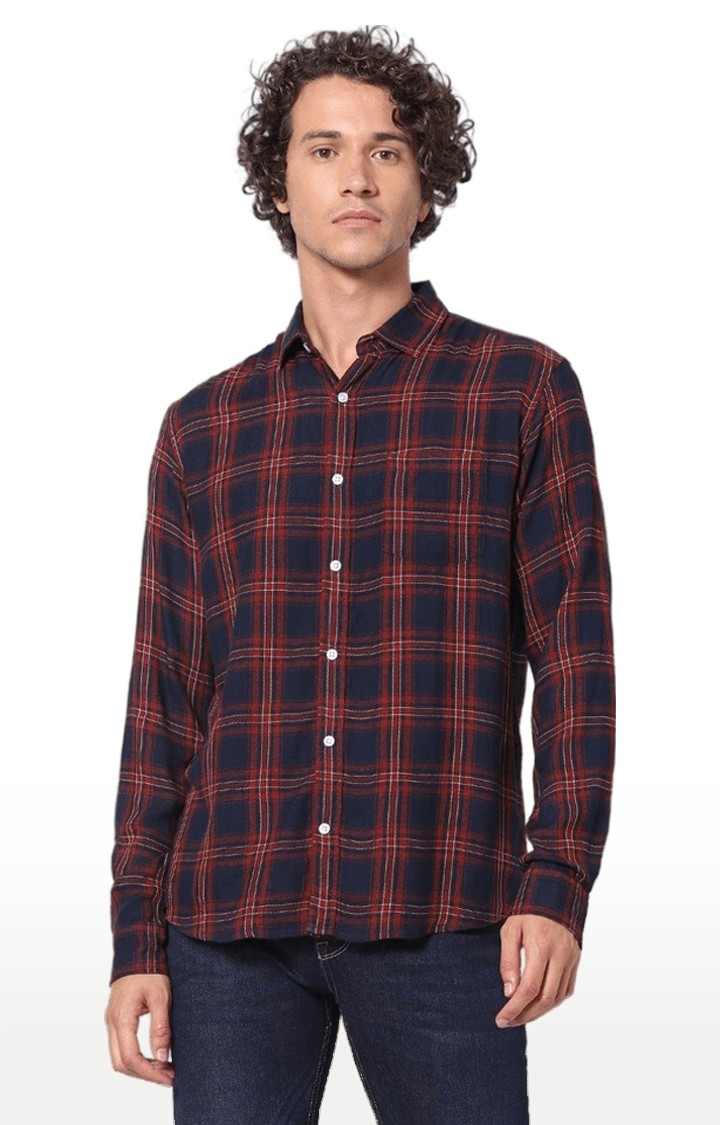 Men's Red Checked Casual Shirts