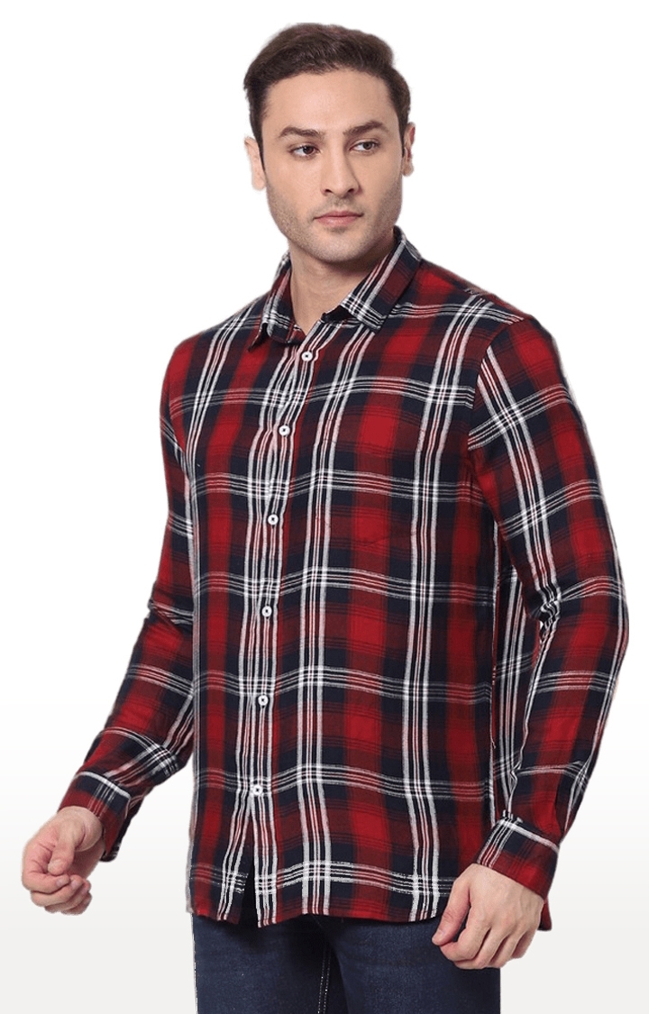 celio | Men's Red Checked Casual Shirts 2