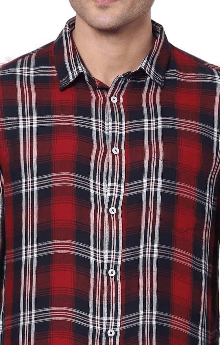 Men's Red Checked Casual Shirts