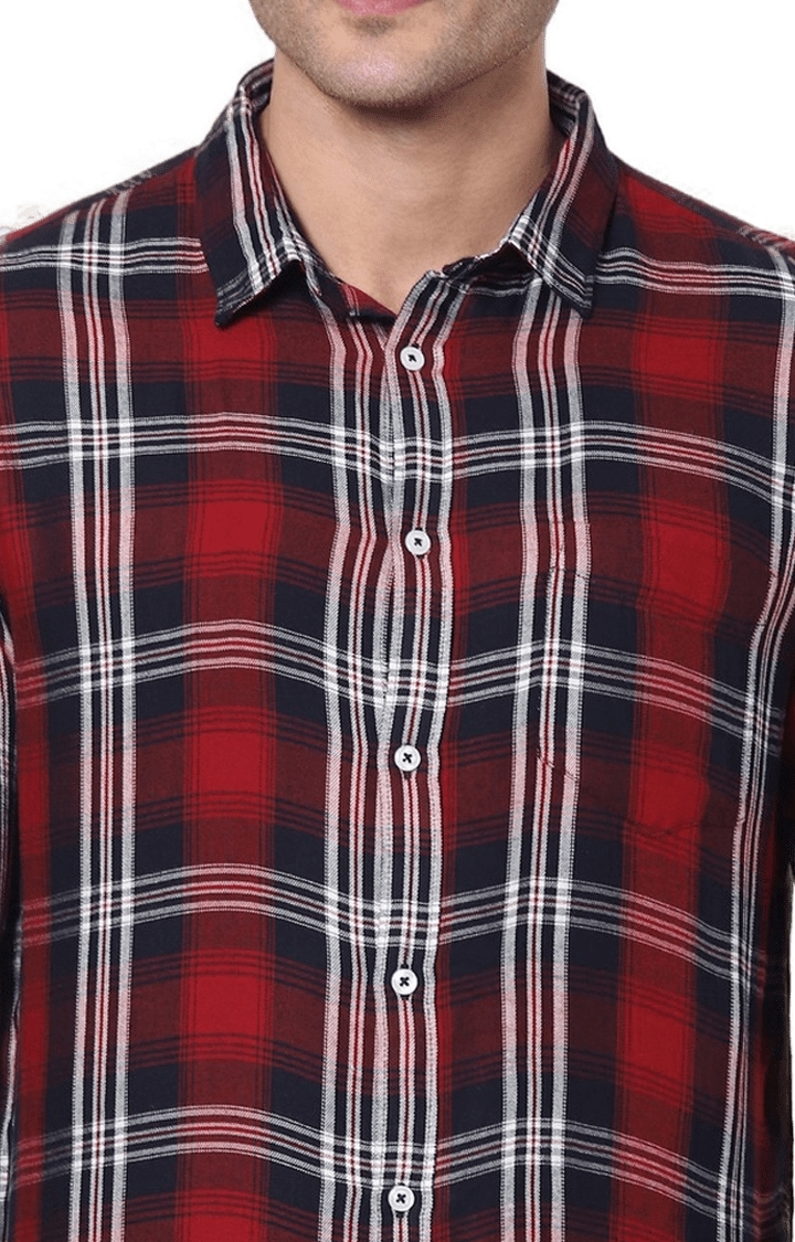 celio | Men's Red Checked Casual Shirts 5
