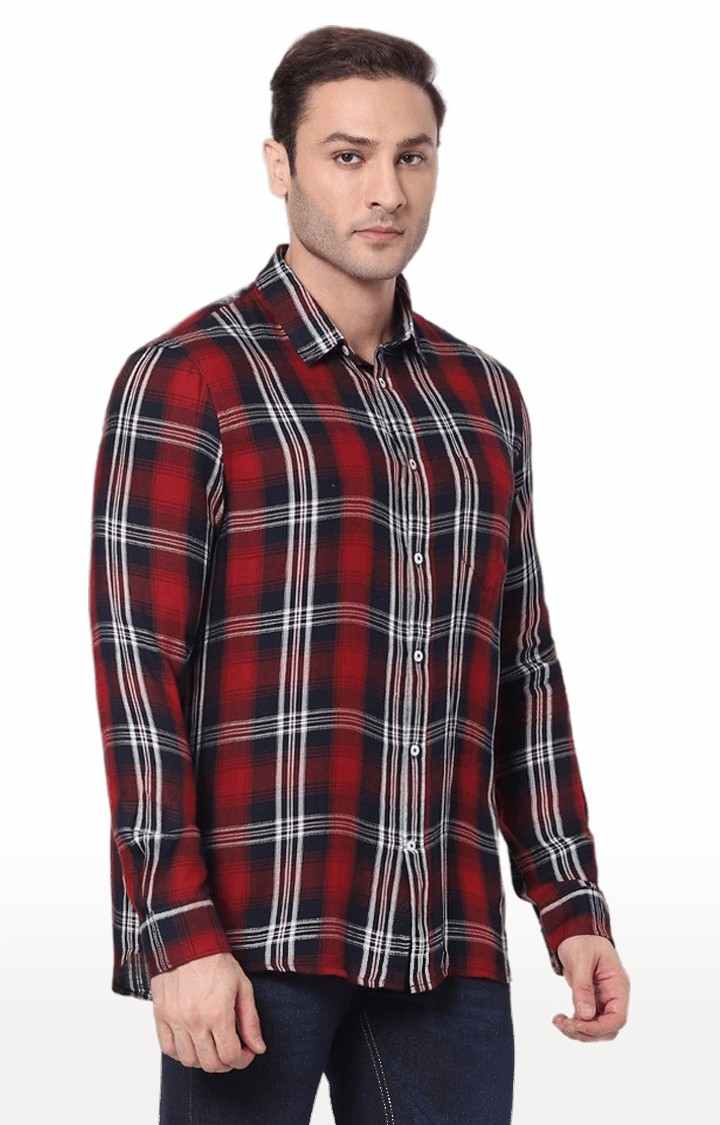 Men's Red Checked Casual Shirts