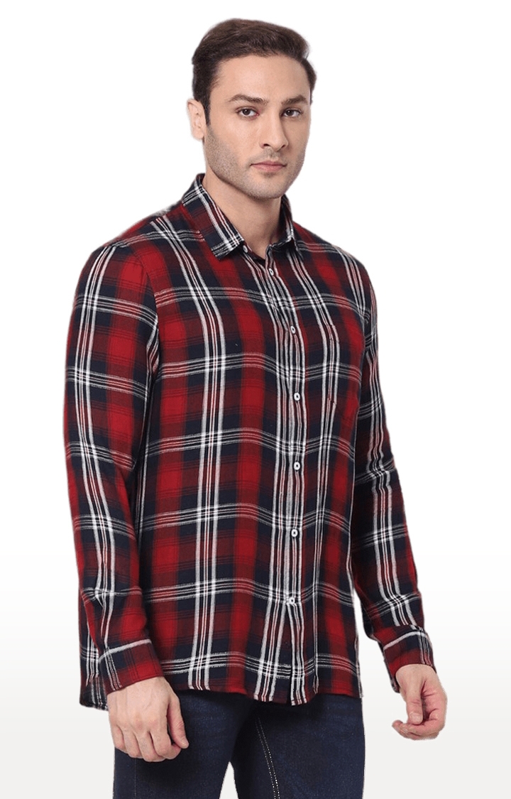 celio | Men's Red Checked Casual Shirts 3