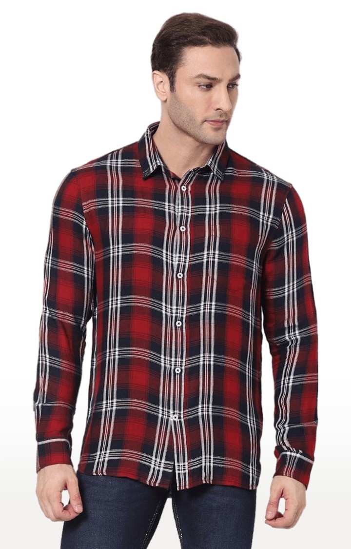 Men's Red Checked Casual Shirts