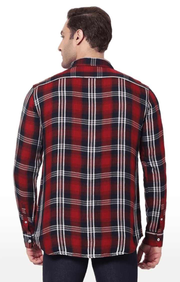 Men's Red Checked Casual Shirts