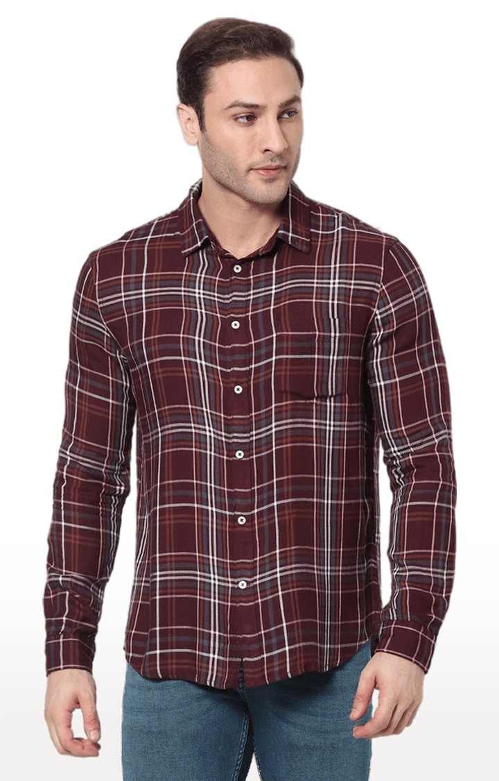 Men's Red Checked Casual Shirts