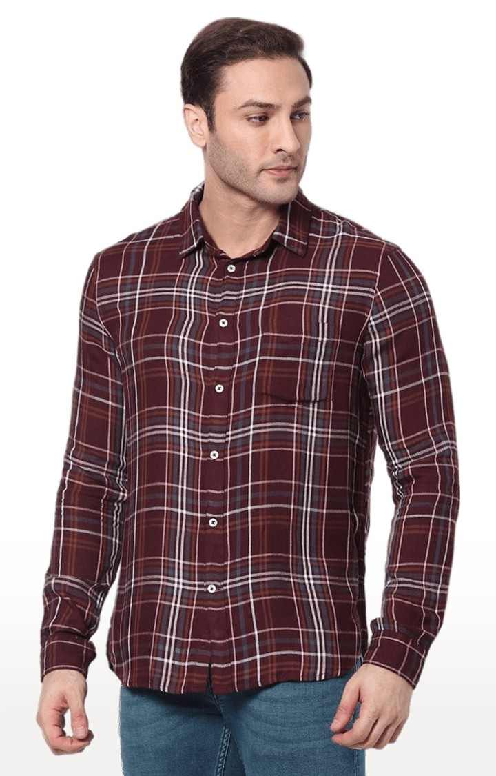 Men's Red Checked Casual Shirts