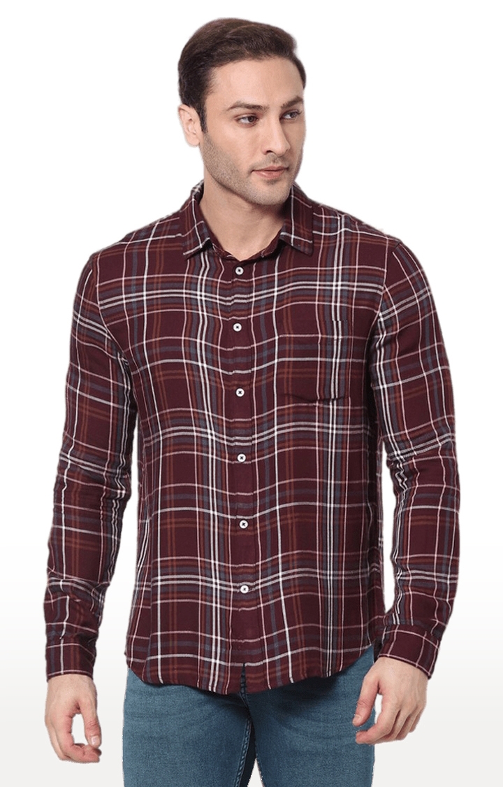 celio | Men's Red Checked Casual Shirts