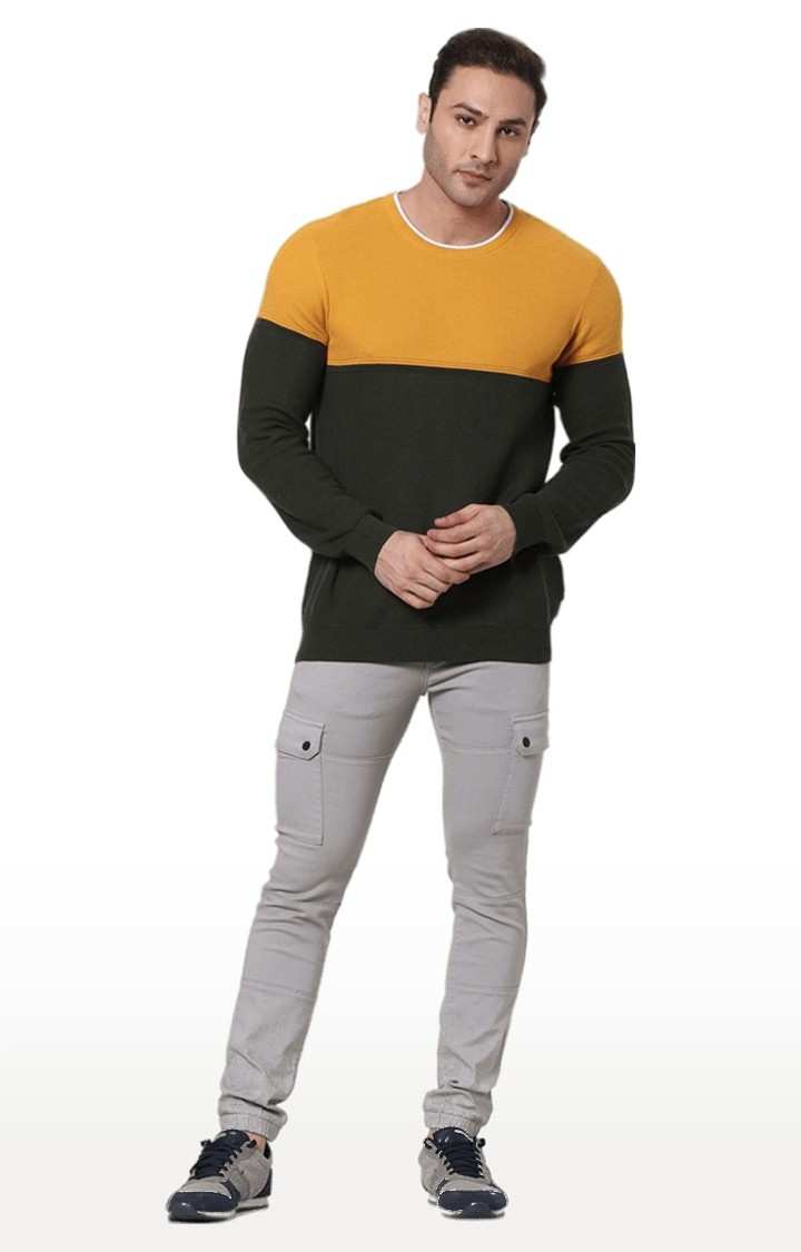 Men's Yellow Colourblock Sweaters