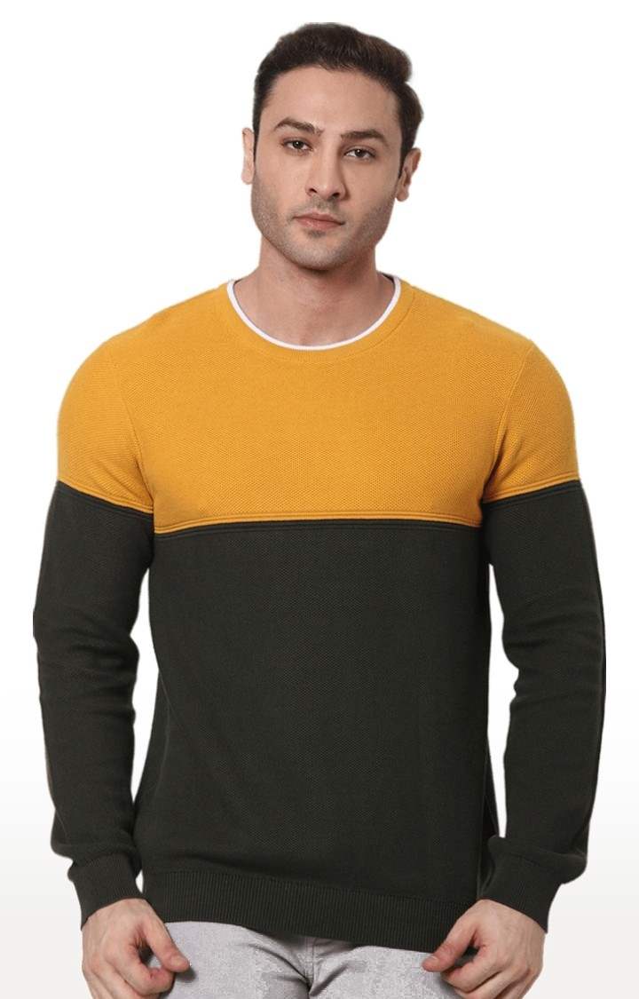 Men's Yellow Colourblock Sweaters