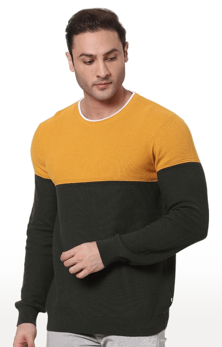 Men's Yellow Colourblock Sweaters