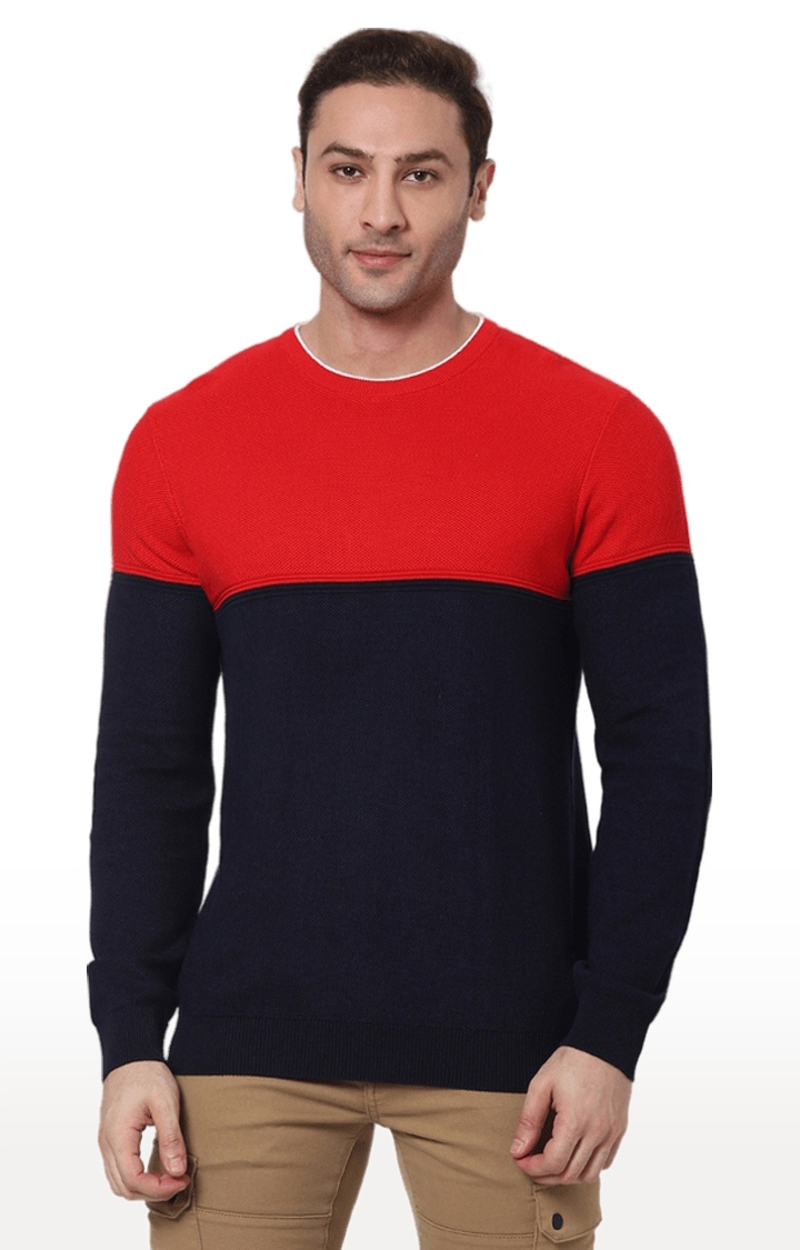 celio | Men's Red Colourblock Sweaters