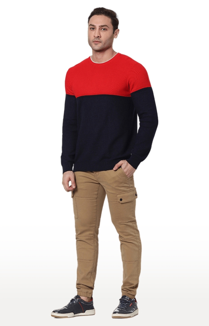 Men's Red Colourblock Sweaters