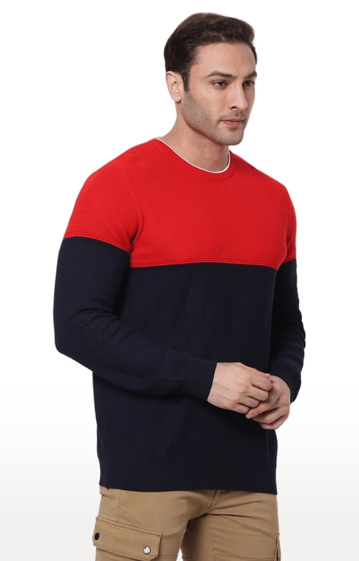 Men's Red Colourblock Sweaters
